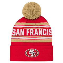 San Francisco 49ers Youth Jacquard Cuffed Knit Hat with Pom Scarlet | NFL
