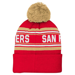 San Francisco 49ers Youth Jacquard Cuffed Knit Hat with Pom Scarlet | NFL
