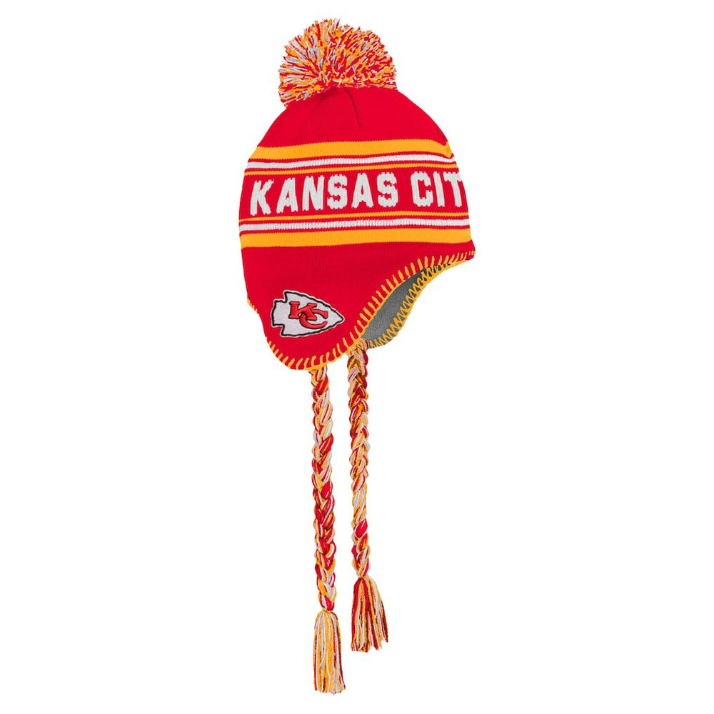 Kansas City Chiefs Youth Jacquard Tassel Knit Hat with Pom Red | NFL