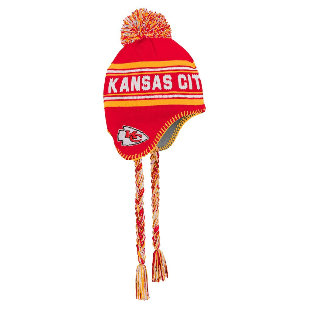 Kansas City Chiefs Youth Jacquard Tassel Knit Hat with Pom Red | NFL