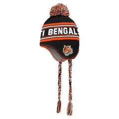 Cincinnati Bengals Youth Jacquard Tassel Knit Hat with Pom Black | NFL