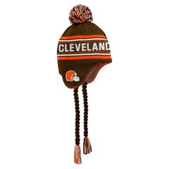 Cleveland Browns Youth Jacquard Tassel Knit Hat with Pom Brown | NFL