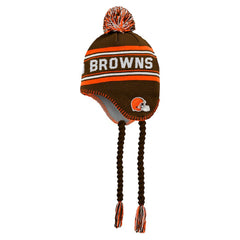 Cleveland Browns Youth Jacquard Tassel Knit Hat with Pom Brown | NFL
