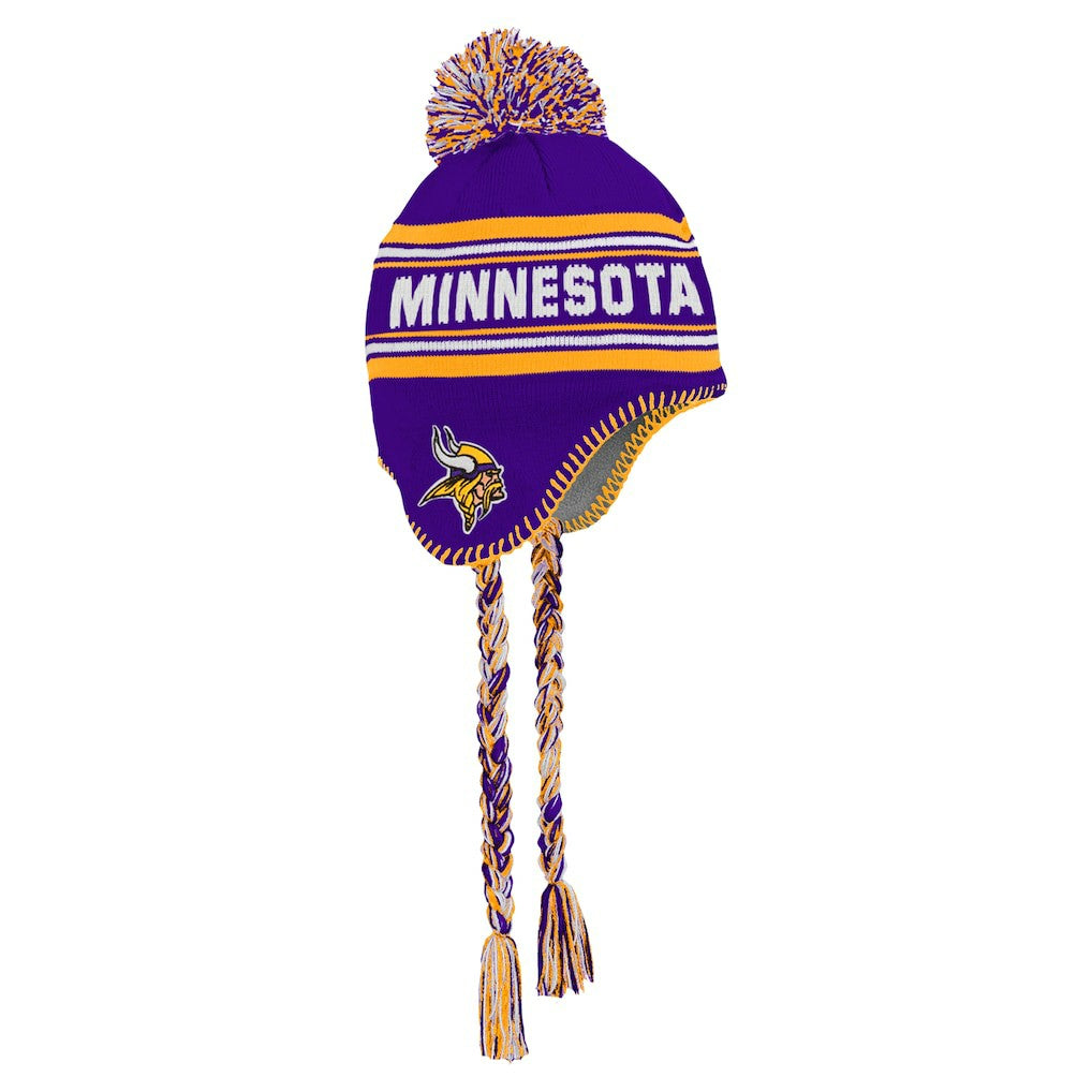 Minnesota Vikings Youth Jacquard Tassel Knit Hat with Pom Purple | NFL