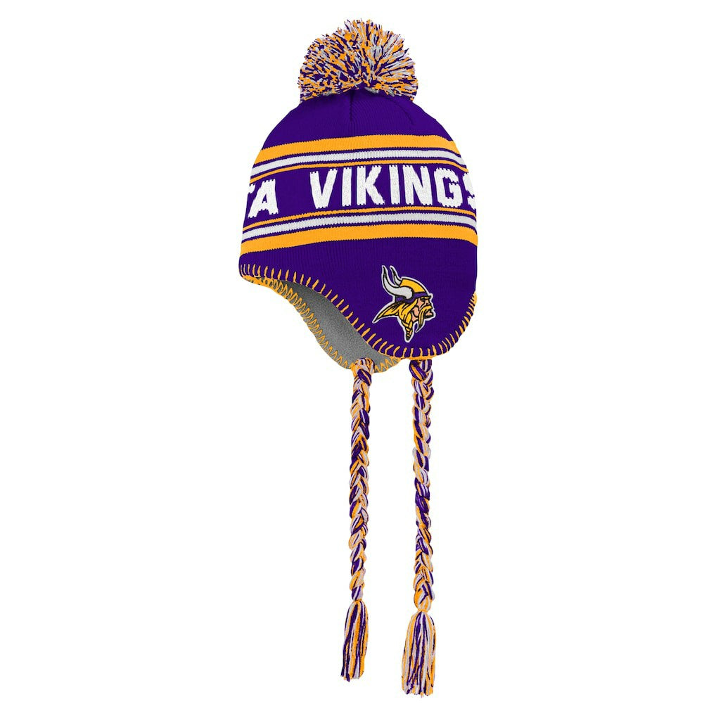 Minnesota Vikings Youth Jacquard Tassel Knit Hat with Pom Purple | NFL