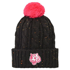 Cincinnati Bengals Girls Youth Nep Yarn Cuffed Knit Hat with Pom Black | NFL
