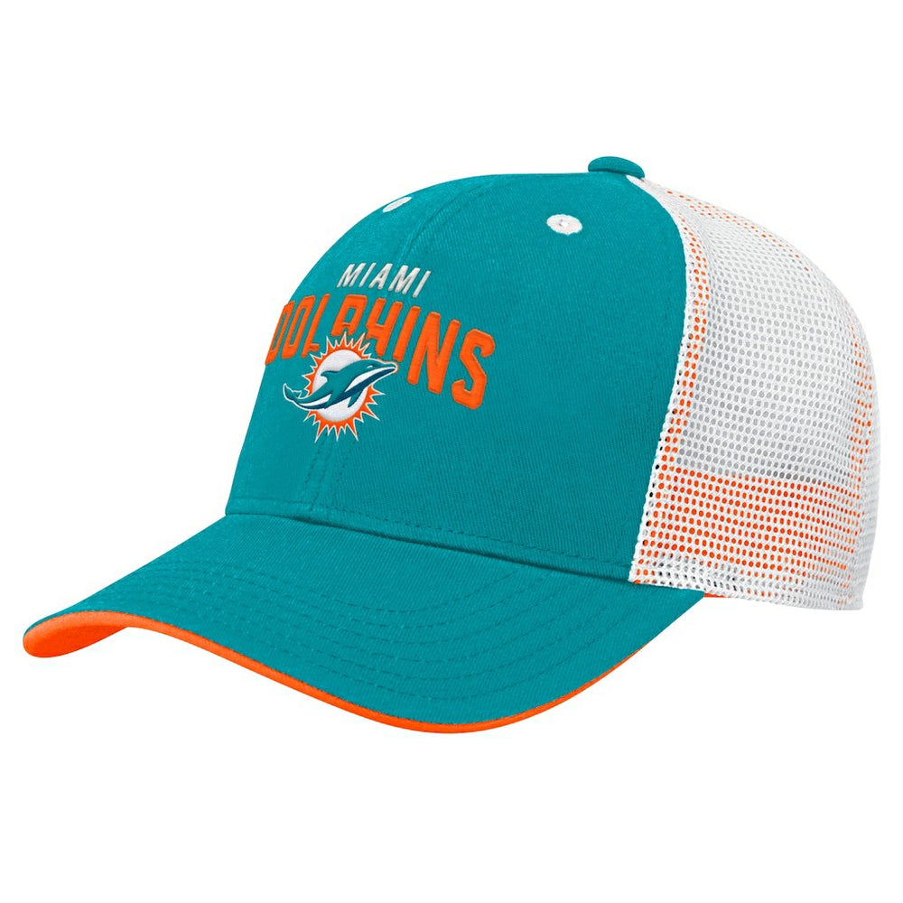 Miami Dolphins Preschool Core Lockup Trucker Adjustable hat Aqua | NFL
