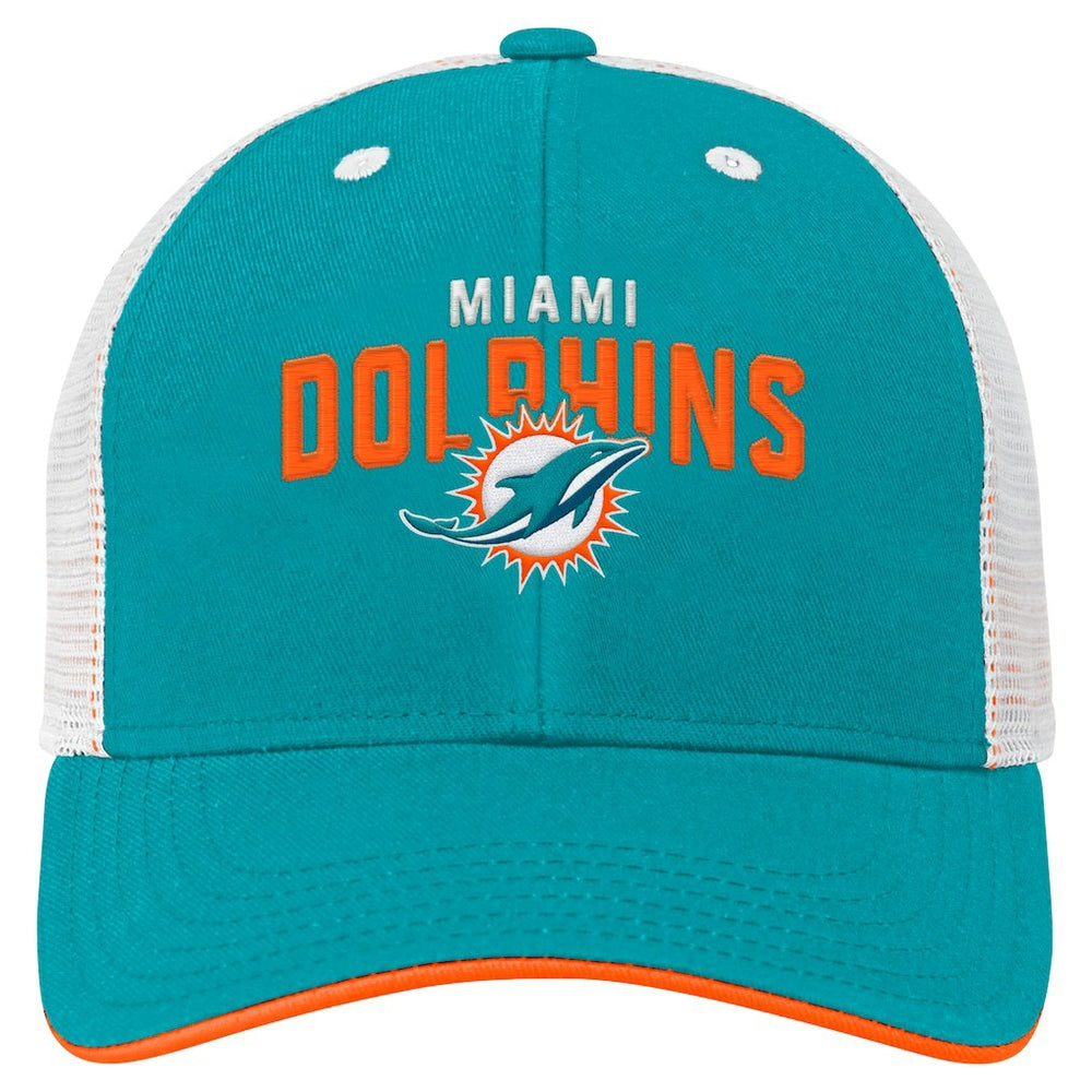 Miami Dolphins Preschool Core Lockup Trucker Adjustable hat Aqua | NFL