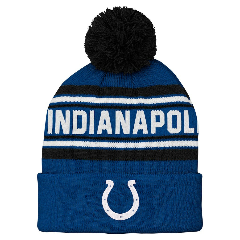 Indianapolis Colts Preschool Jacquard Cuffed Knit Hat with Pom Royal | NFL