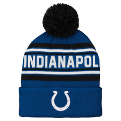 Indianapolis Colts Preschool Jacquard Cuffed Knit Hat with Pom Royal | NFL