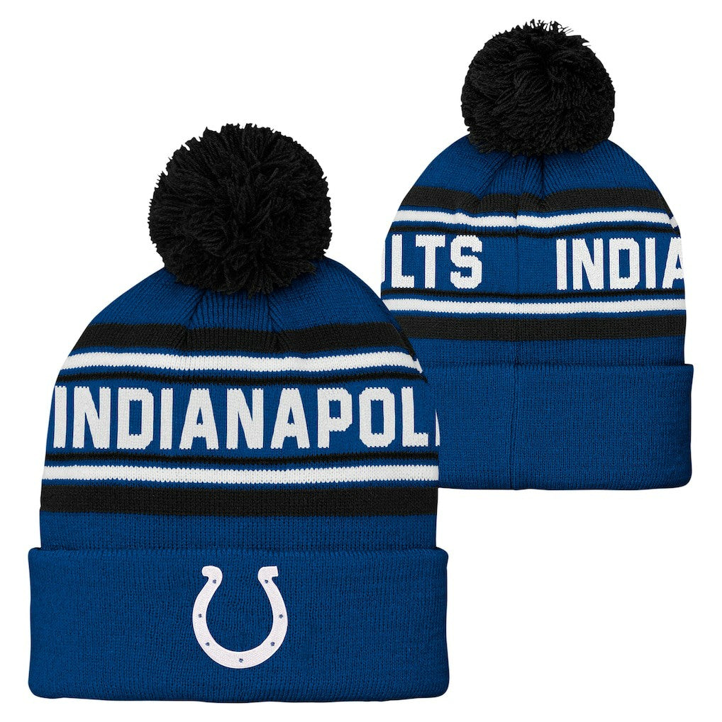 Indianapolis Colts Preschool Jacquard Cuffed Knit Hat with Pom Royal | NFL