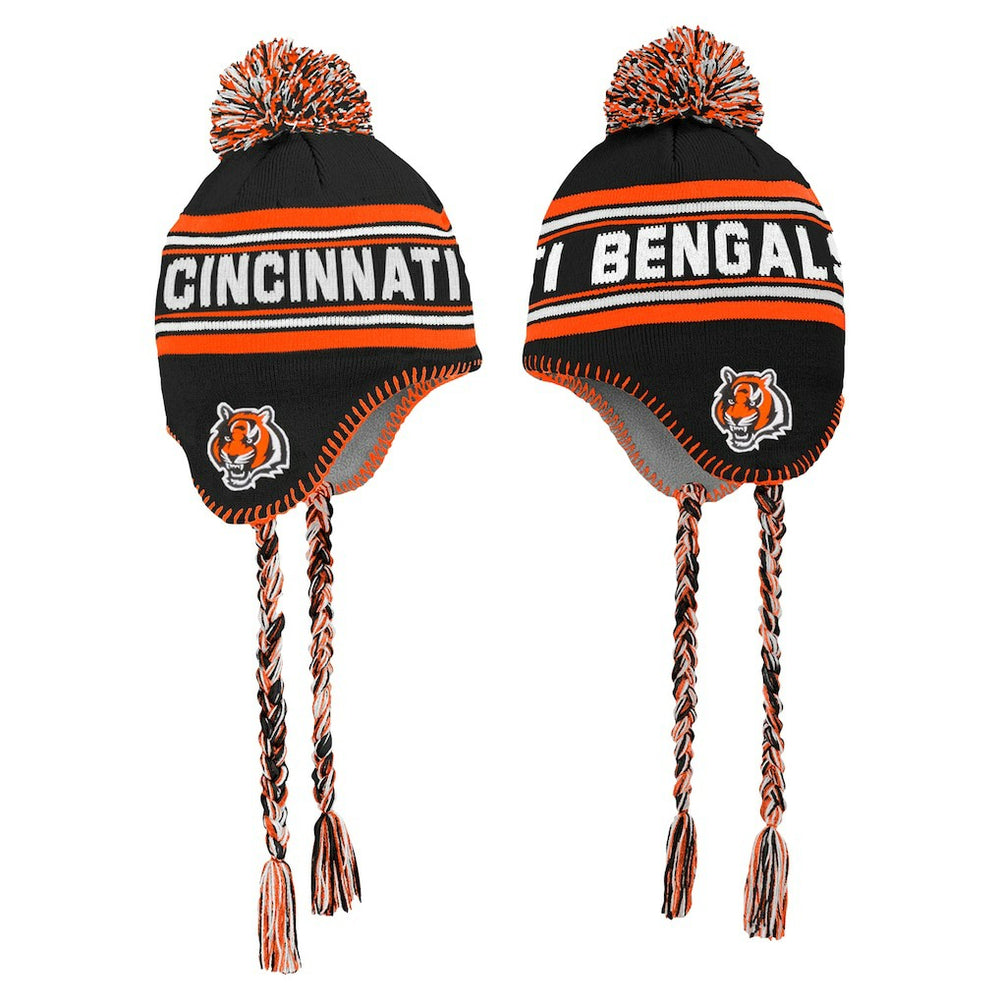 Cincinnati Bengals Preschool Jacquard Tassel Knit Hat with Pom Black | NFL