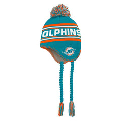 Miami Dolphins Preschool Jacquard Tassel Knit Hat with Pom Aqua | NFL