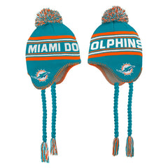 Miami Dolphins Preschool Jacquard Tassel Knit Hat with Pom Aqua | NFL