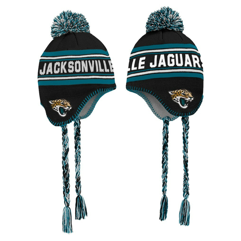 Jacksonville Jaguars Preschool Jacquard Tassel Knit Hat with Pom Black | NFL
