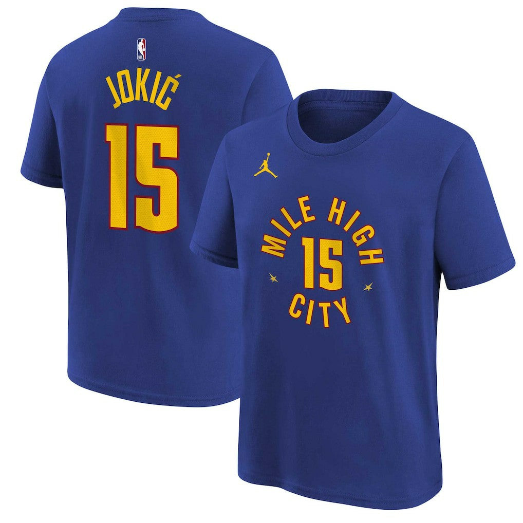 Nikola Jokic Denver Nuggets Jordan Brand Youth Statement Edition Name & Number T-Shirt Blue - NBA