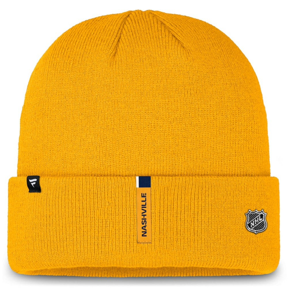 Nashville Predators Fanatics Authentic Pro Cuffed Knit Hat - Gold - NHL