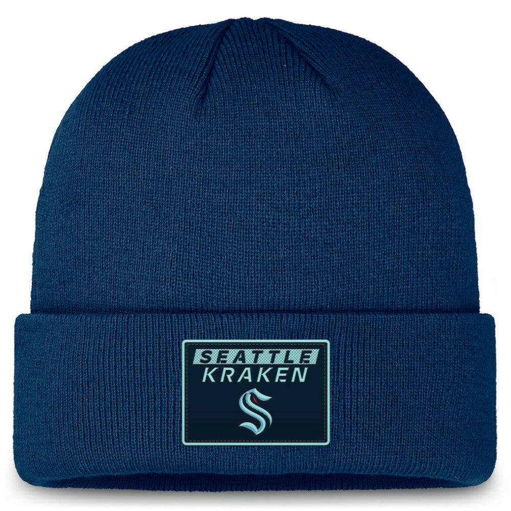 Seattle Kraken Fanatics Authentic Pro Cuffed Knit Hat - Deep Sea Blue - NHL