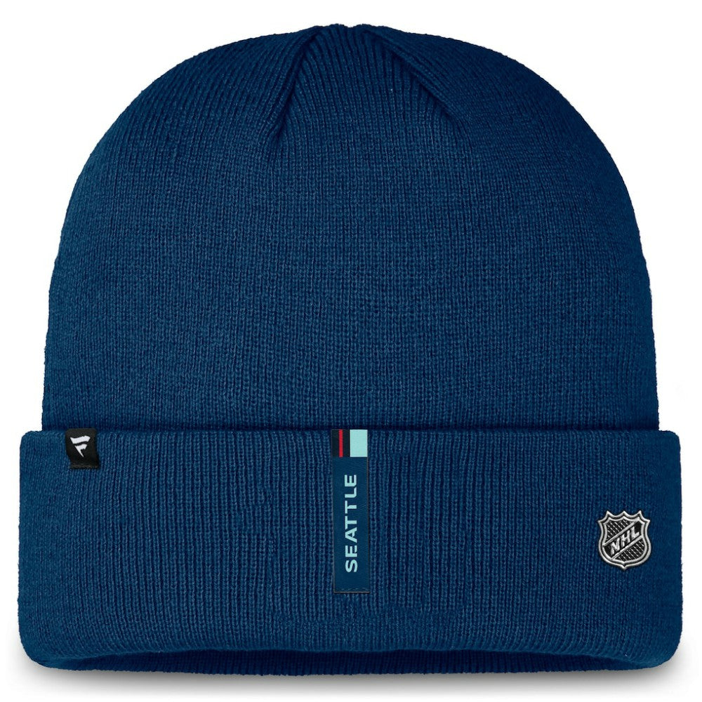 Seattle Kraken Fanatics Authentic Pro Cuffed Knit Hat - Deep Sea Blue - NHL