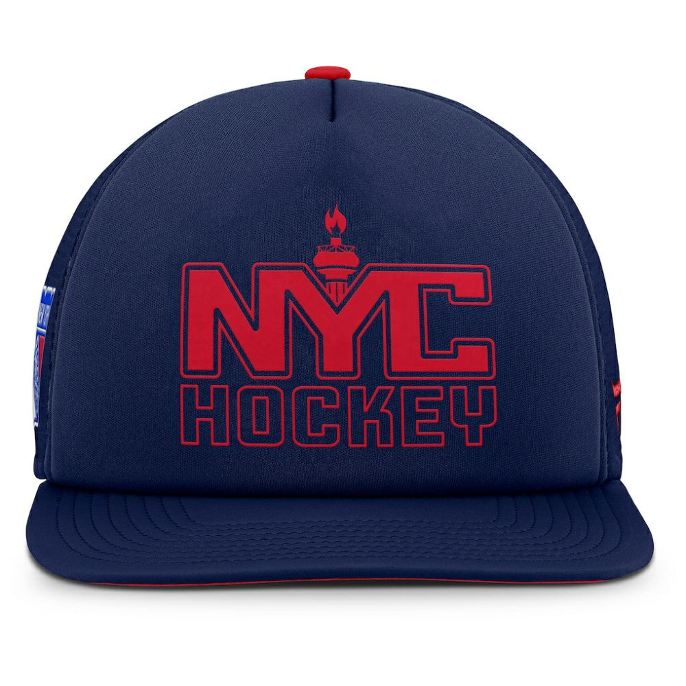 New York Rangers Fanatics Authentic Pro Hometown Rink Foam Trucker Snapback Hat - Navy/Red - NHL