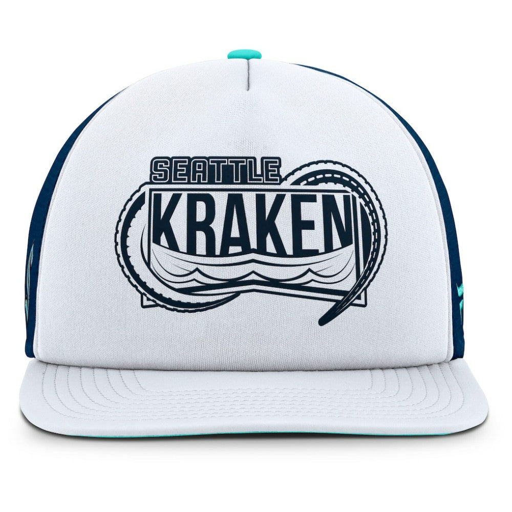 Seattle Kraken Fanatics Authentic Pro Hometown Rink Foam Trucker Snapback Hat - White/Deep Sea Blue - NHL