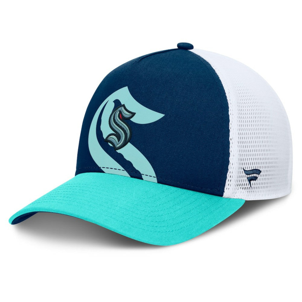 Seattle Kraken Fanatics Authentic Pro A-Frame Rink Adjustable Hat - Deep Sea Blue/Light Blue - NHL