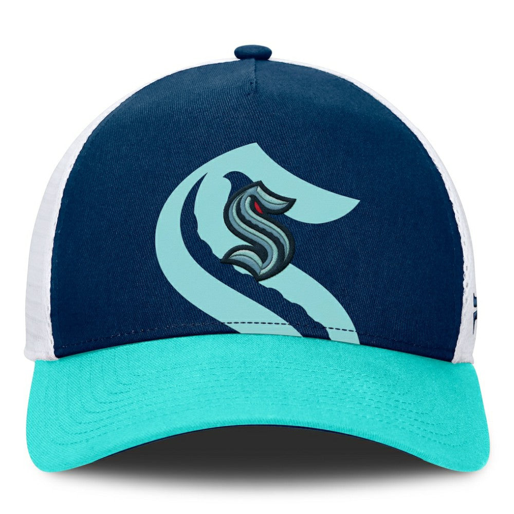 Seattle Kraken Fanatics Authentic Pro A-Frame Rink Adjustable Hat - Deep Sea Blue/Light Blue - NHL