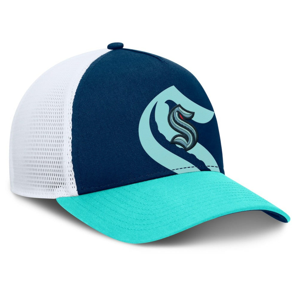 Seattle Kraken Fanatics Authentic Pro A-Frame Rink Adjustable Hat - Deep Sea Blue/Light Blue - NHL