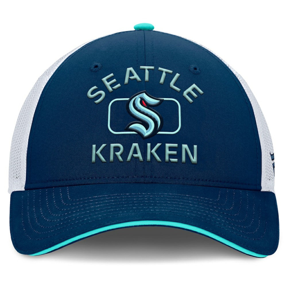 Seattle Kraken Fanatics Authentic Pro Rink Trucker Hat - Deep Sea Blue/White - NHL