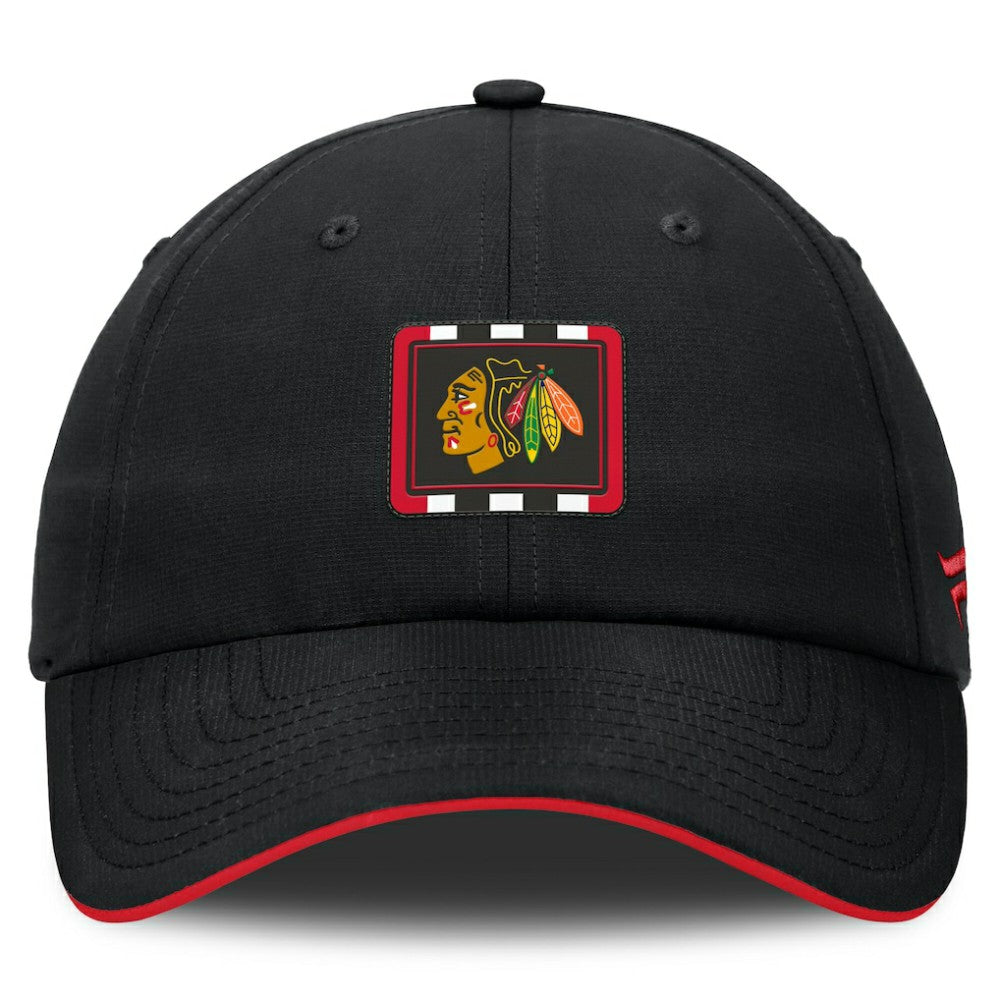 Chicago Blackhawks Fanatics Authentic Pro Ripstop Adjustable Hat - Black/Red - NHL