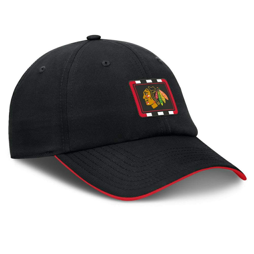 Chicago Blackhawks Fanatics Authentic Pro Ripstop Adjustable Hat - Black/Red - NHL