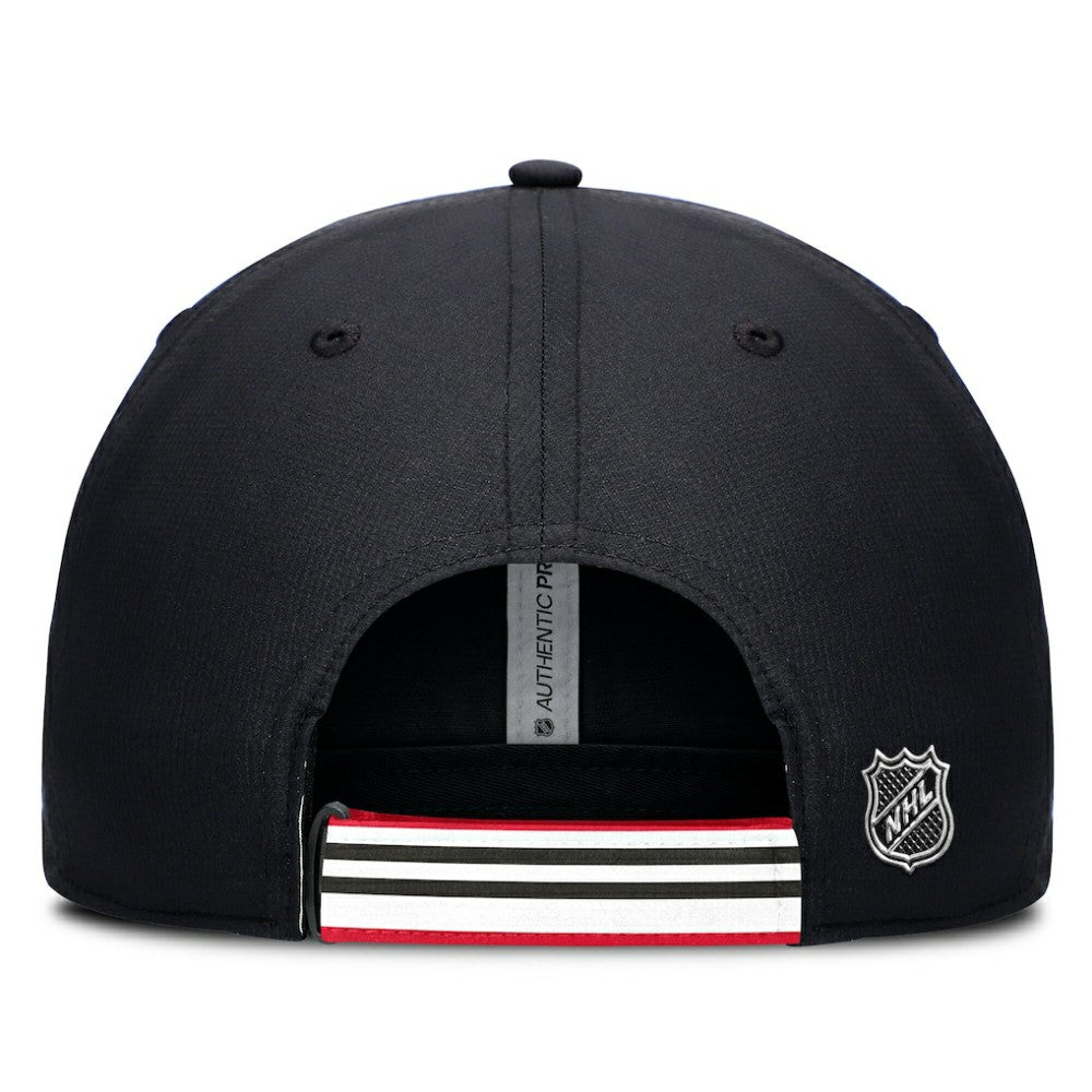 Chicago Blackhawks Fanatics Authentic Pro Ripstop Adjustable Hat - Black/Red - NHL