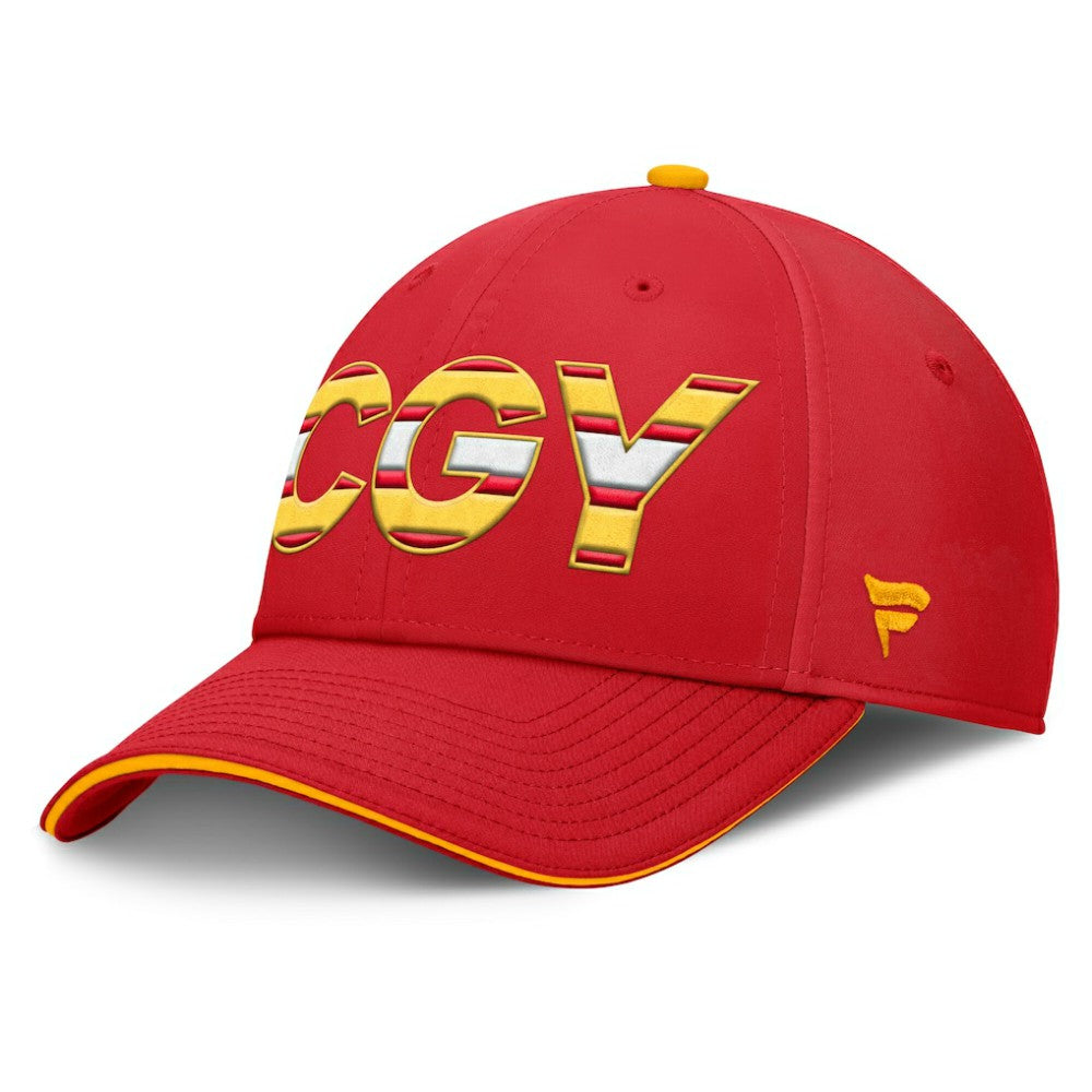 Calgary Flames Fanatics Authentic Pro Rink Team Code Flex Hat - Red/Gold - NHL