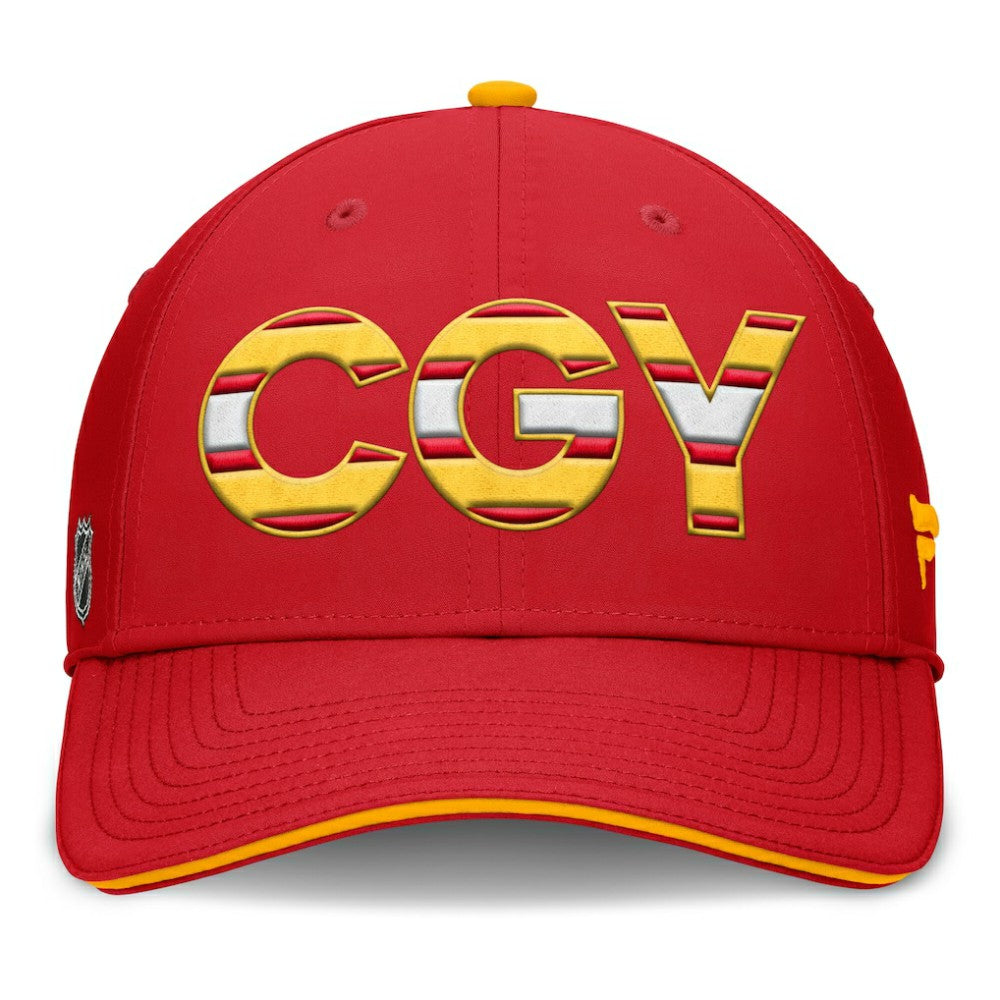 Calgary Flames Fanatics Authentic Pro Rink Team Code Flex Hat - Red/Gold - NHL