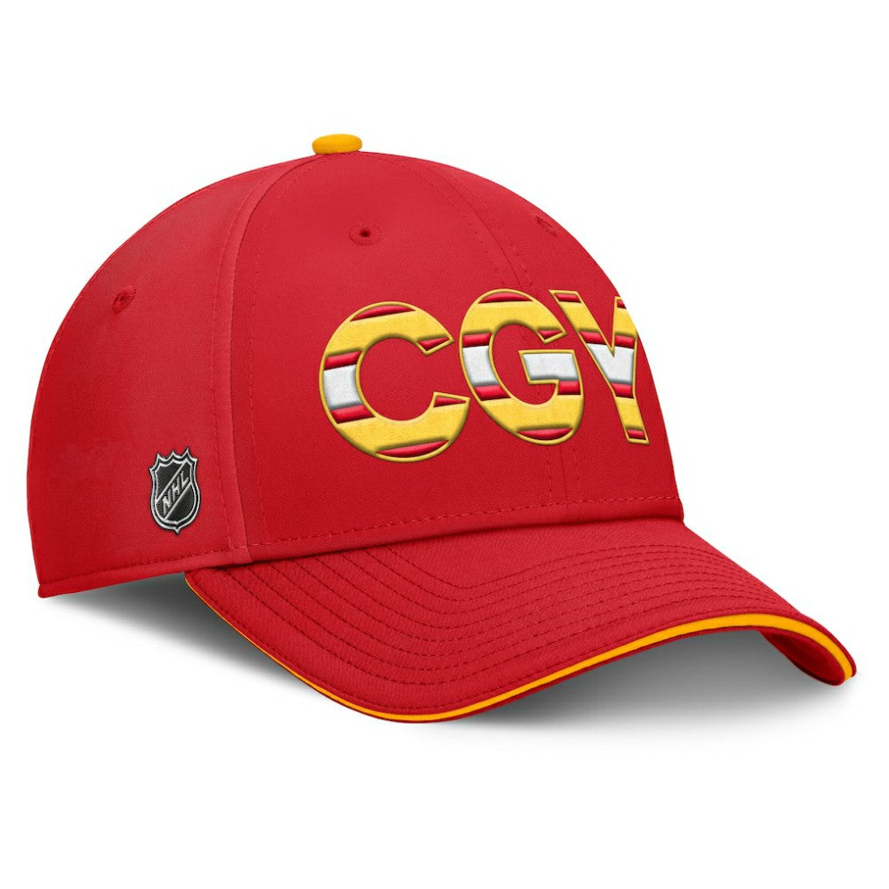 Calgary Flames Fanatics Authentic Pro Rink Team Code Flex Hat - Red/Gold - NHL