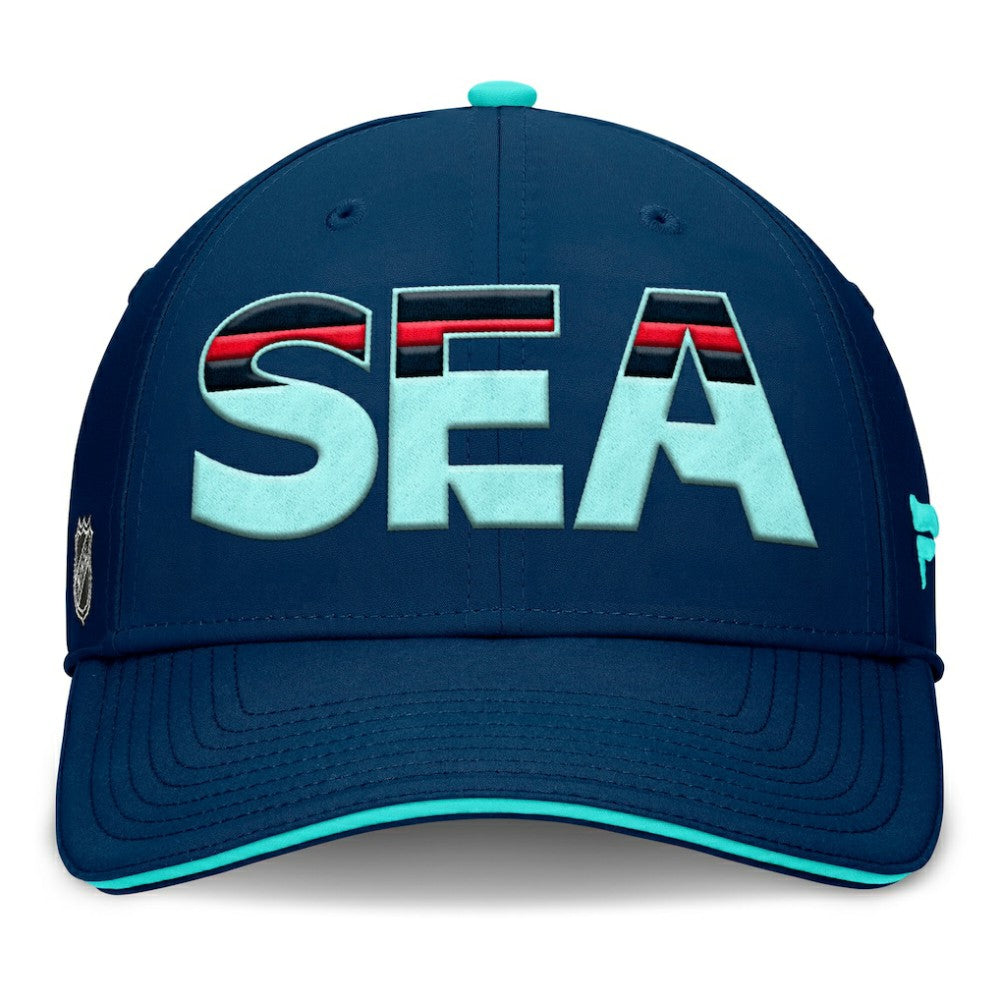 Seattle Kraken Fanatics Authentic Pro Rink Team Code Flex Hat - Deep Sea Blue/Light Blue - NHL