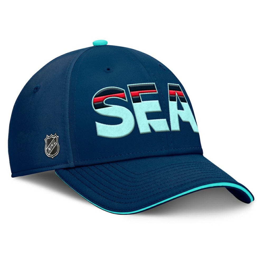 Seattle Kraken Fanatics Authentic Pro Rink Team Code Flex Hat - Deep Sea Blue/Light Blue - NHL