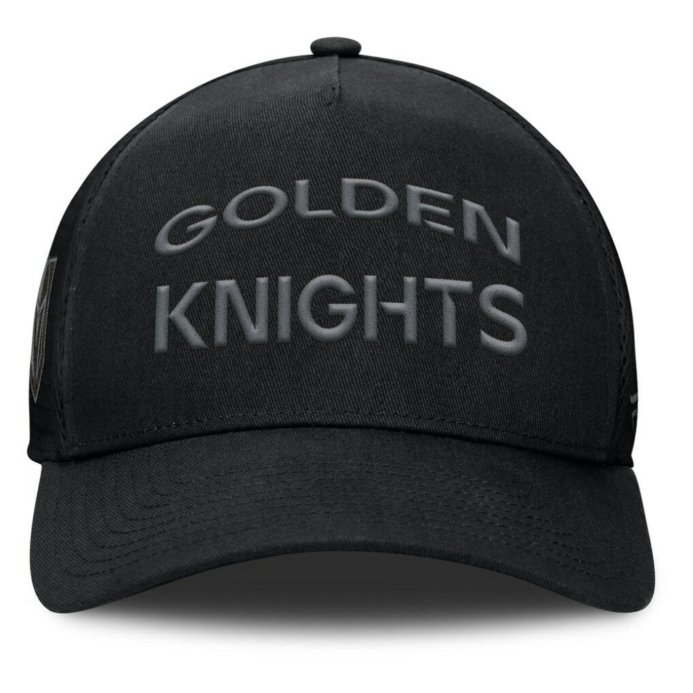 Vegas Golden Knights Fanatics Authentic Pro Road Stack Text A-Frame Adjustable Hat - Black - NHL