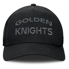 Vegas Golden Knights Fanatics Authentic Pro Road Stack Text A-Frame Adjustable Hat - Black - NHL