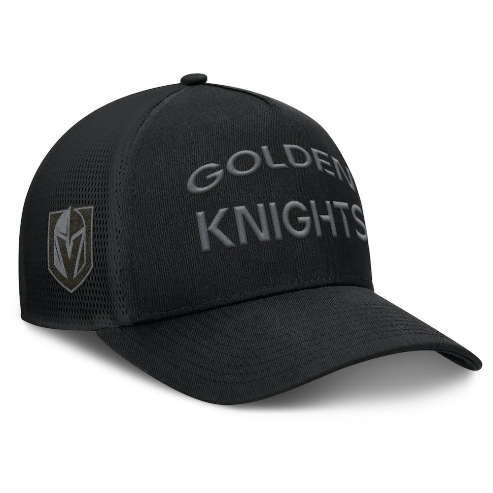 Vegas Golden Knights Fanatics Authentic Pro Road Stack Text A-Frame Adjustable Hat - Black - NHL