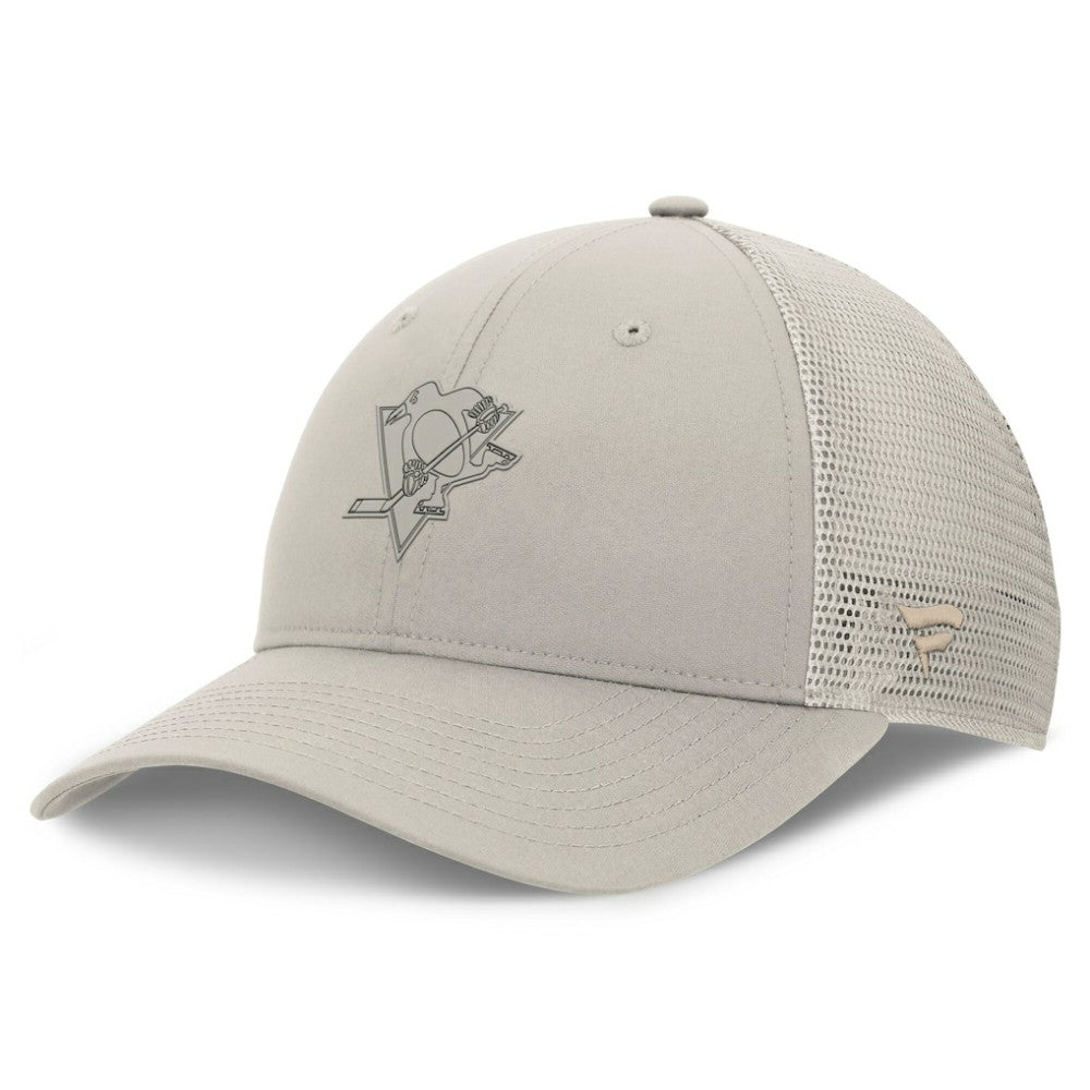 Pittsburgh Penguins Fanatics Women's Authentic Pro Road Trucker Adjustable Hat - Tan - NHL