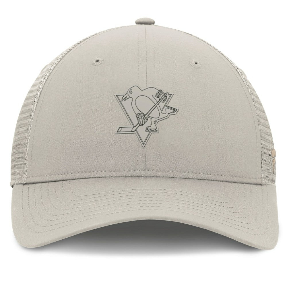 Pittsburgh Penguins Fanatics Women's Authentic Pro Road Trucker Adjustable Hat - Tan - NHL