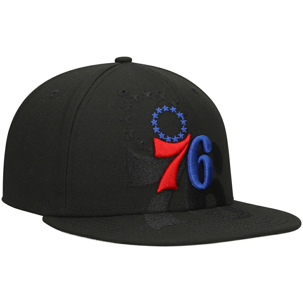 Philadelphia 76ers Blackout Shadow Logo 59FIFTY Fitted Hat Black - NBA
