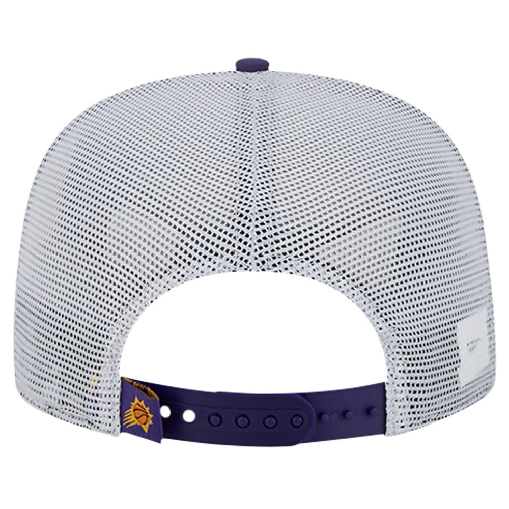 Phoenix Suns Puff Print Team Code A-Frame 9FIFTY Trucker Snapback Hat Purple - NBA