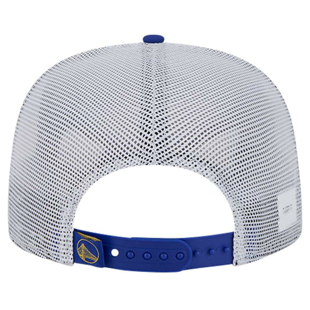 Golden State Warriors Puff Print Team Code A-Frame 9FIFTY Trucker Snapback Hat Royal - NBA