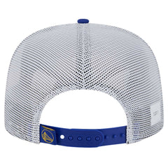 Golden State Warriors Puff Print Team Code A-Frame 9FIFTY Trucker Snapback Hat Royal - NBA