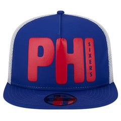 Philadelphia 76ers Puff Print Team Code A-Frame 9FIFTY Trucker Snapback Hat Royal - NBA