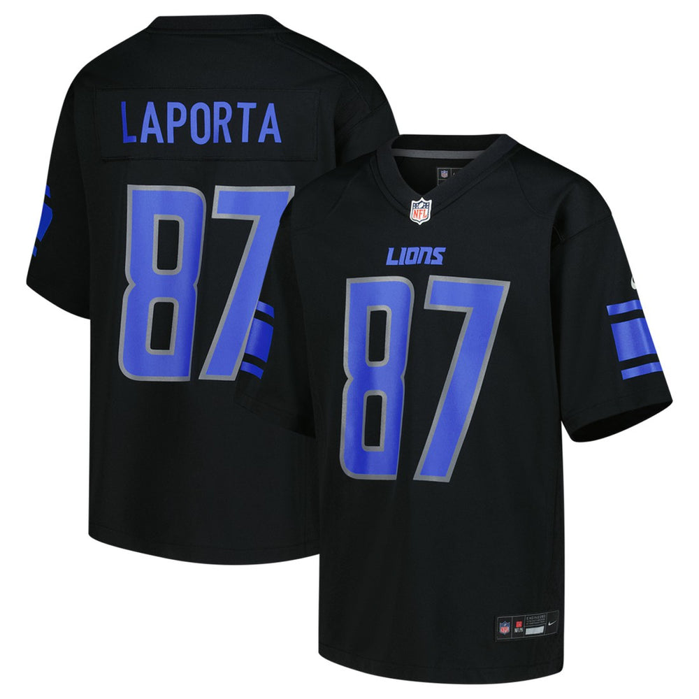 Sam LaPorta Detroit Lions Youth Game Jersey Black | Nike for Sale