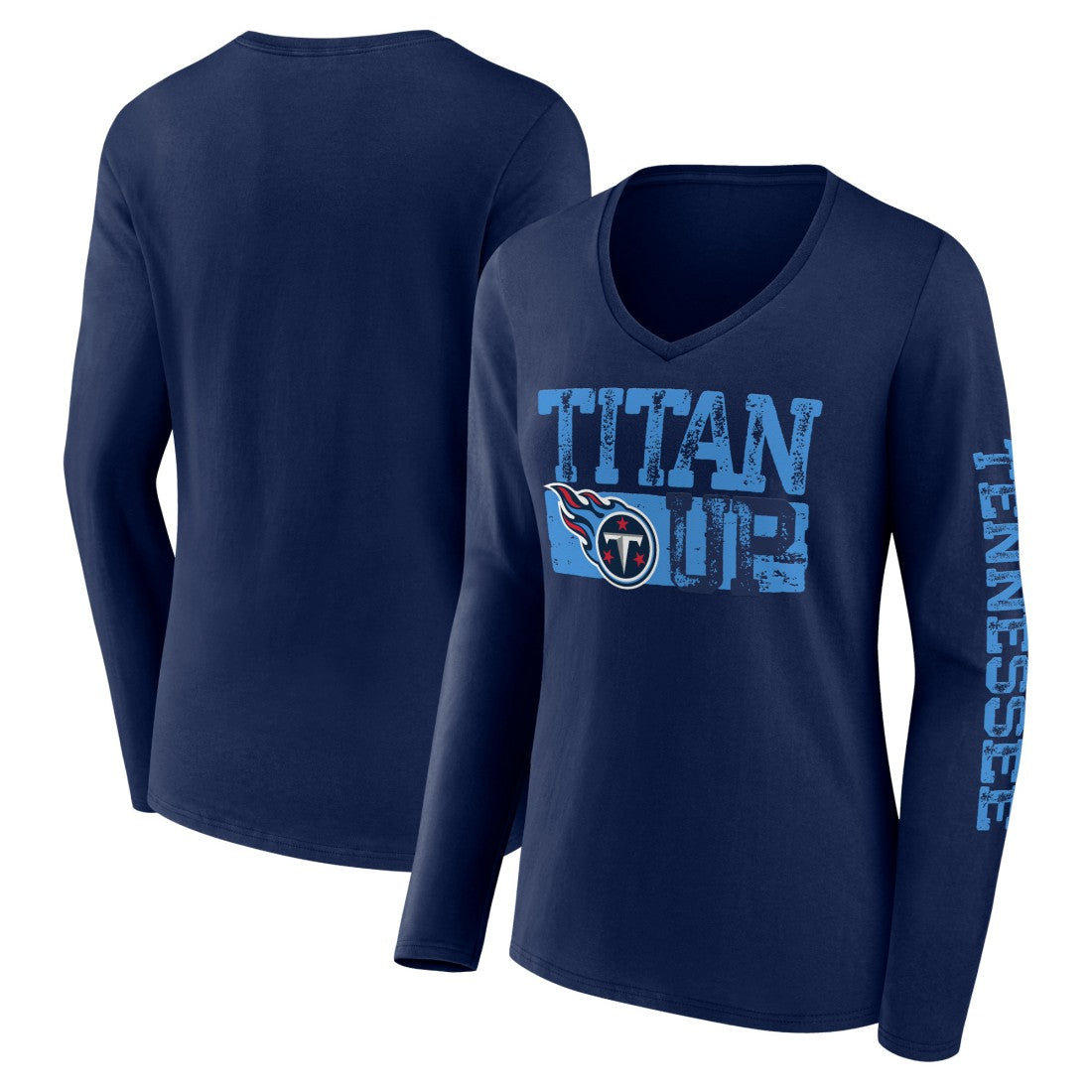 Tennessee Titans Hometown Sweep Long Sleeve V-Neck T-Shirt Navy | Fanatics