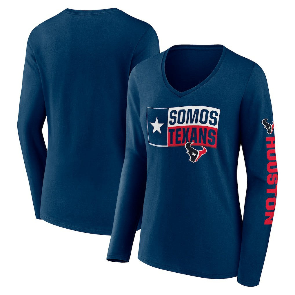 Houston Texans Hometown Sweep Long Sleeve V-Neck T-Shirt Navy | Fanatics
